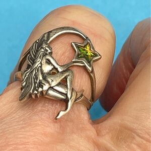 Sterling Shube Dakota West Ring Fairy Moon Star Size 4.25 Pixie Crescent